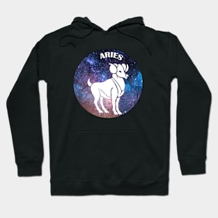 Aries Astrology Zodiac Sign - Aries  Ram Astrology Birthday Gifts Ideas - Stars or Space with White Hoodie